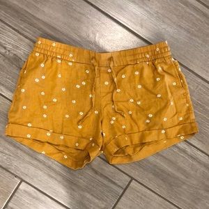 Old Navy floral yellow linen shorts